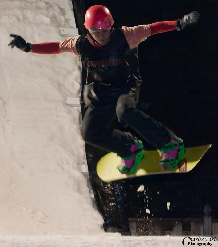 Snowboarder at the Clocktower